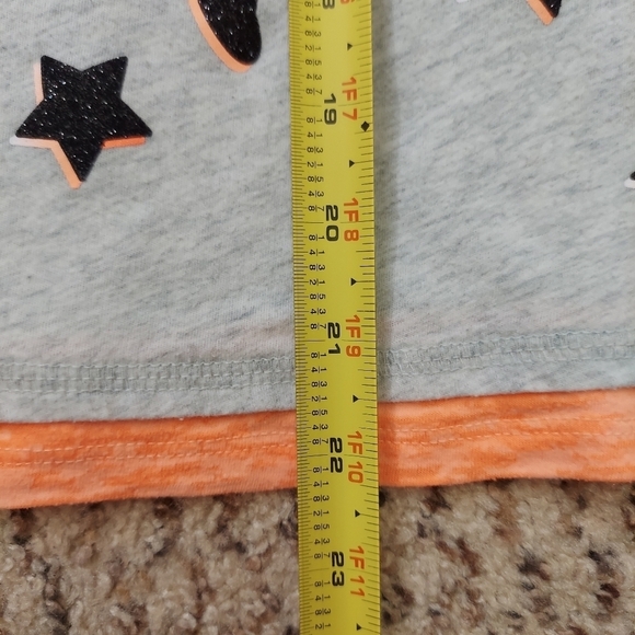 Justice Layered T-Shirt Basketball Hoops Orange Black Silver Girl Size 18 - Picture 4 of 14